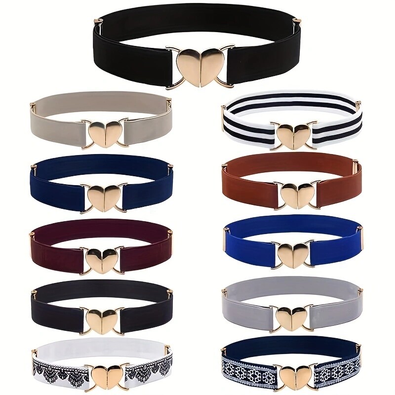 Love cataramă centură subțire pentru femei fustă decorativă cu sigiliu în talie curea îngustă elastică cravată versatilă în talie stoc negru