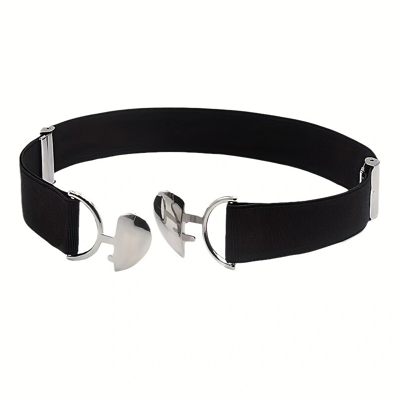 Love cataramă centură subțire pentru femei fustă decorativă cu sigiliu în talie curea îngustă elastică cravată versatilă în talie stoc negru