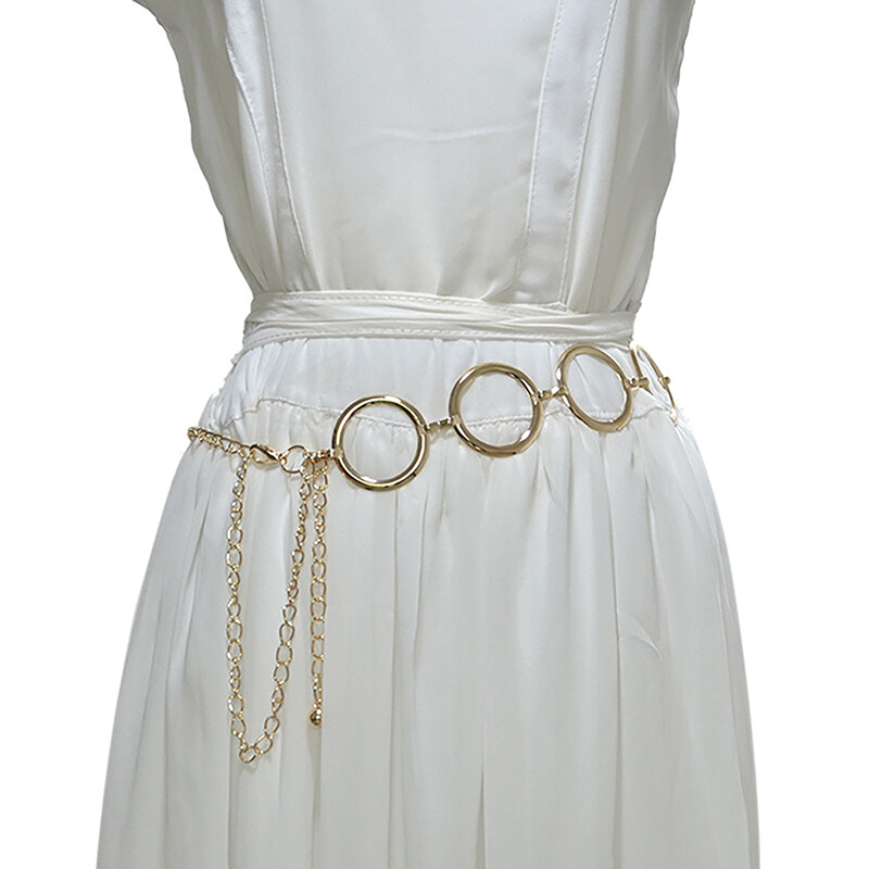 Luxus divat női fém lánc öv tervező márka nagy fém gyűrű derékpánt ruha kabát szoknya női dekoratív derékpánt