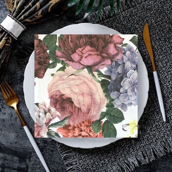 20 τμχ/8 τεμ. Flower Butterfly Decoupage Χαρτοπετσέτες Floral Serviette Χαρτί χαρτομάντιλα για Χριστουγεννιάτικο ντεκόρ Γάμου Ζεστές εκπτώσεις