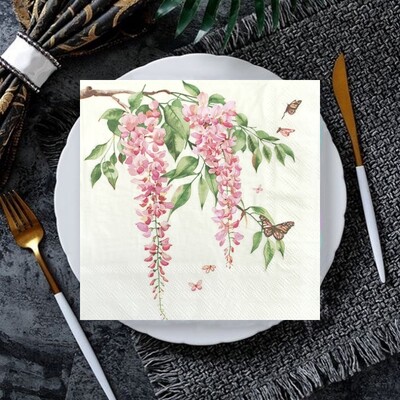 20 ks/8 ks kvetinové motýle decoupage papierové obrúsky kvetinové obrúsky papierové obrúsky na svadobnú vianočnú párty dekoráciu horúci výpredaj