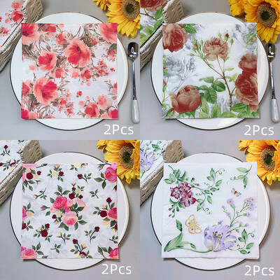 20 ks/8 ks kvetinové motýle decoupage papierové obrúsky kvetinové obrúsky papierové obrúsky na svadobnú vianočnú párty dekoráciu horúci výpredaj