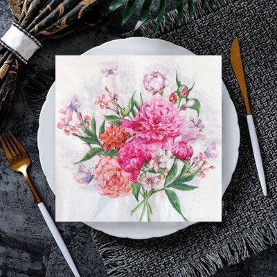 20 ks/8 ks kvetinové motýle decoupage papierové obrúsky kvetinové obrúsky papierové obrúsky na svadobnú vianočnú párty dekoráciu horúci výpredaj