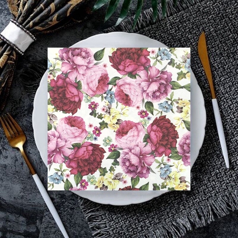 20 ks/8 ks kvetinové motýle decoupage papierové obrúsky kvetinové obrúsky papierové obrúsky na svadobnú vianočnú párty dekoráciu horúci výpredaj