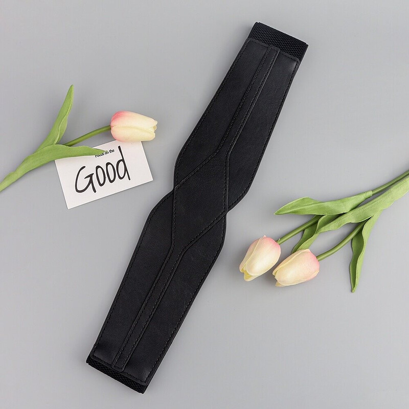 Minőségi női széles övek rugalmas női PU fekete bőr derékpánt női divat dekoráció kabát ruha öv GM116