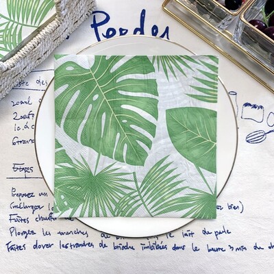 20/8 db Mix eukaliptusz pálmalevelek asztali decoupage papír szalvéták zöld növények szalvéta papír törlőkendő esküvői kellékekhez