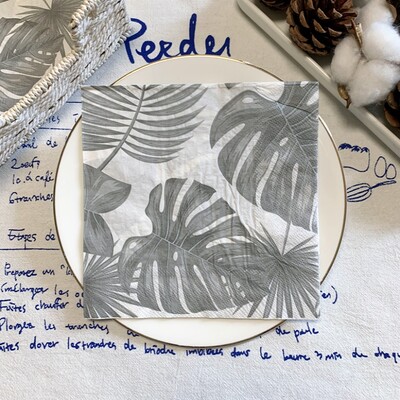 20/8 db Mix eukaliptusz pálmalevelek asztali decoupage papír szalvéták zöld növények szalvéta papír törlőkendő esküvői kellékekhez