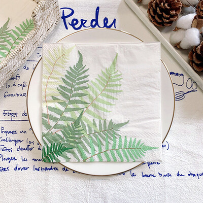 20/8 db Mix eukaliptusz pálmalevelek asztali decoupage papír szalvéták zöld növények szalvéta papír törlőkendő esküvői kellékekhez