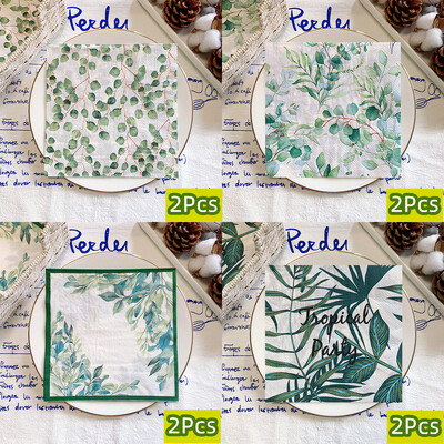 20/8 db Mix eukaliptusz pálmalevelek asztali decoupage papír szalvéták zöld növények szalvéta papír törlőkendő esküvői kellékekhez