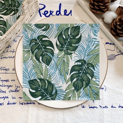 20/8 db Mix eukaliptusz pálmalevelek asztali decoupage papír szalvéták zöld növények szalvéta papír törlőkendő esküvői kellékekhez