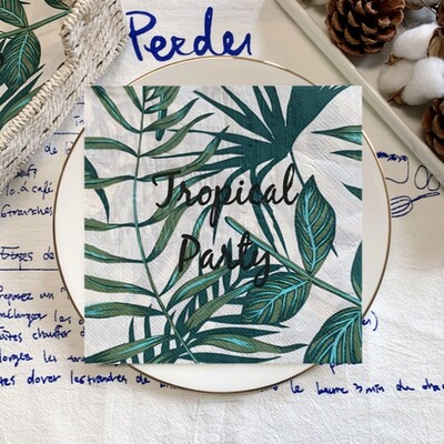 20/8 db Mix eukaliptusz pálmalevelek asztali decoupage papír szalvéták zöld növények szalvéta papír törlőkendő esküvői kellékekhez