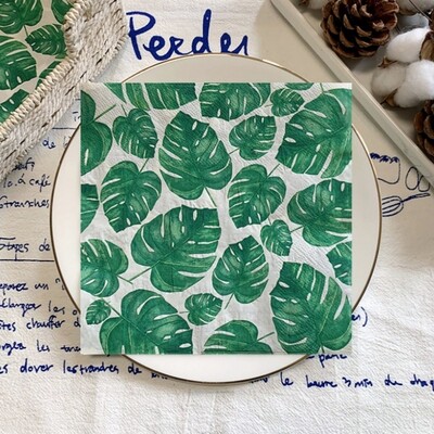 20/8 db Mix eukaliptusz pálmalevelek asztali decoupage papír szalvéták zöld növények szalvéta papír törlőkendő esküvői kellékekhez