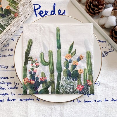 20/8 db Mix eukaliptusz pálmalevelek asztali decoupage papír szalvéták zöld növények szalvéta papír törlőkendő esküvői kellékekhez