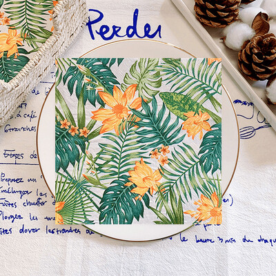 20/8 db Mix eukaliptusz pálmalevelek asztali decoupage papír szalvéták zöld növények szalvéta papír törlőkendő esküvői kellékekhez