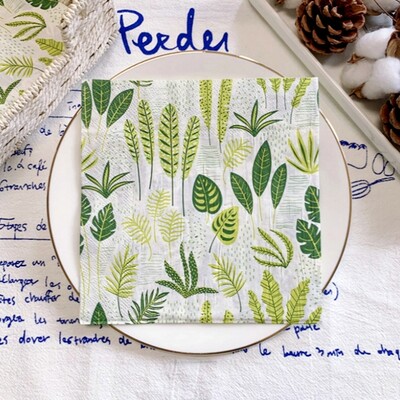 20/8 db Mix eukaliptusz pálmalevelek asztali decoupage papír szalvéták zöld növények szalvéta papír törlőkendő esküvői kellékekhez