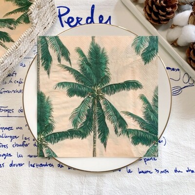 20/8 db Mix eukaliptusz pálmalevelek asztali decoupage papír szalvéták zöld növények szalvéta papír törlőkendő esküvői kellékekhez