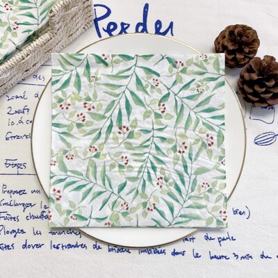 20/8 db Mix eukaliptusz pálmalevelek asztali decoupage papír szalvéták zöld növények szalvéta papír törlőkendő esküvői kellékekhez