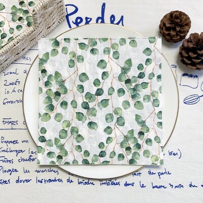 20/8 db Mix eukaliptusz pálmalevelek asztali decoupage papír szalvéták zöld növények szalvéta papír törlőkendő esküvői kellékekhez