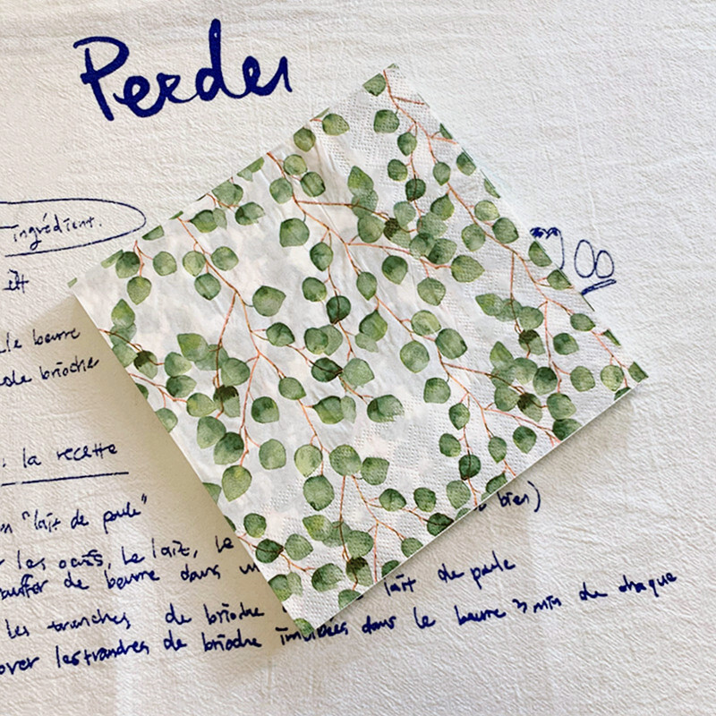 20/8 db Mix eukaliptusz pálmalevelek asztali decoupage papír szalvéták zöld növények szalvéta papír törlőkendő esküvői kellékekhez