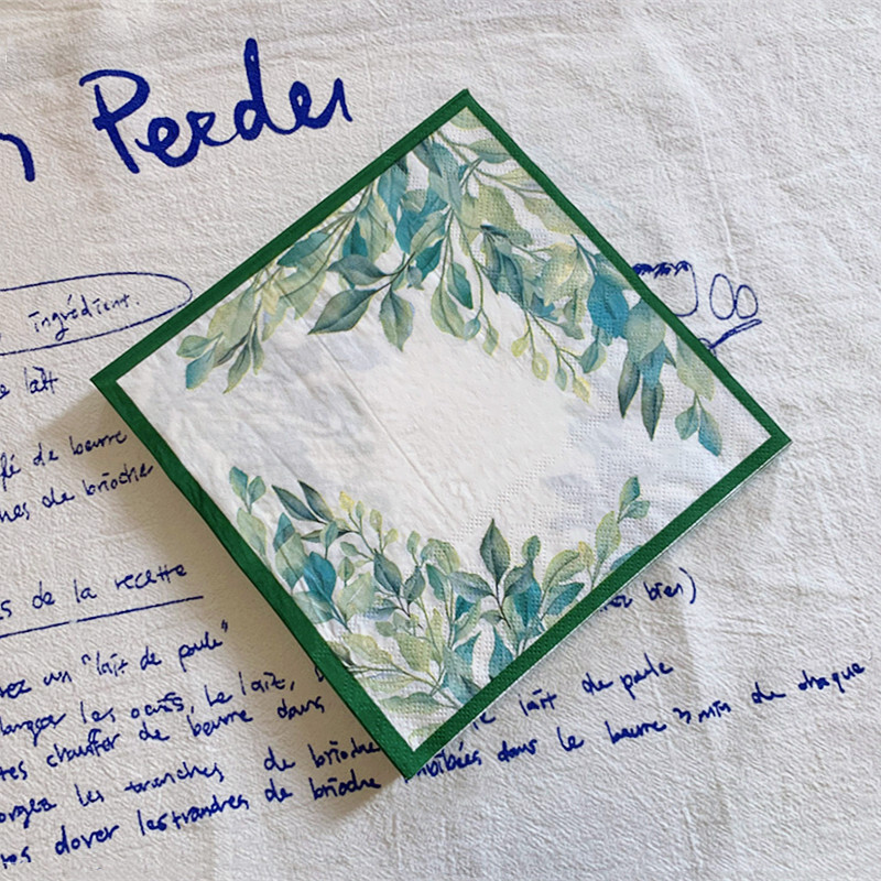 20/8 db Mix eukaliptusz pálmalevelek asztali decoupage papír szalvéták zöld növények szalvéta papír törlőkendő esküvői kellékekhez