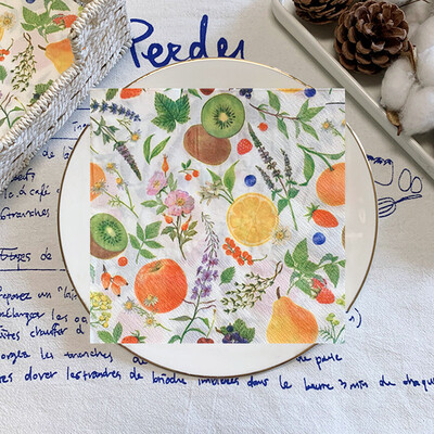 20db/csomag citromos asztali papírzsebkendők nyári gyümölcsök narancssárga decoupage szalvétapapír esküvői dekorációhoz partikellékek nagykereskedelme