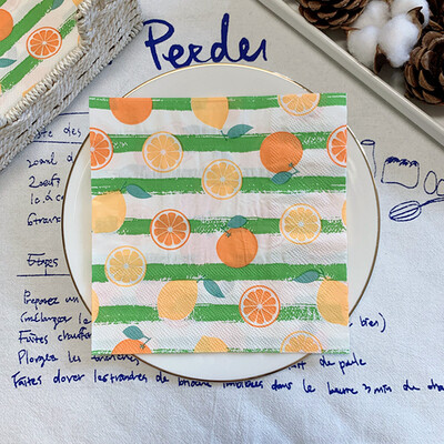 20db/csomag citromos asztali papírzsebkendők nyári gyümölcsök narancssárga decoupage szalvétapapír esküvői dekorációhoz partikellékek nagykereskedelme
