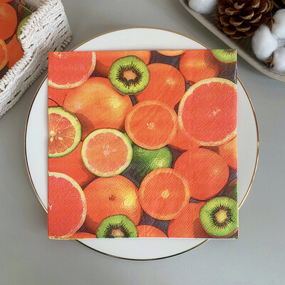 20db/csomag citromos asztali papírzsebkendők nyári gyümölcsök narancssárga decoupage szalvétapapír esküvői dekorációhoz partikellékek nagykereskedelme