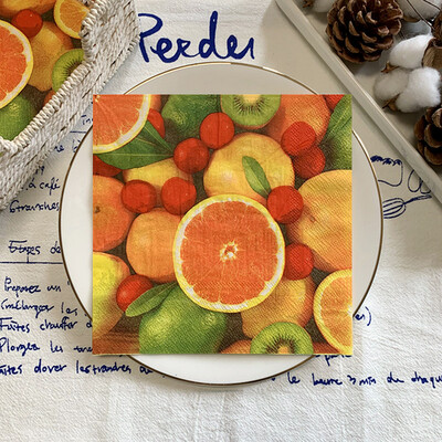 20db/csomag citromos asztali papírzsebkendők nyári gyümölcsök narancssárga decoupage szalvétapapír esküvői dekorációhoz partikellékek nagykereskedelme