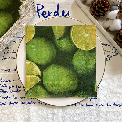 20db/csomag citromos asztali papírzsebkendők nyári gyümölcsök narancssárga decoupage szalvétapapír esküvői dekorációhoz partikellékek nagykereskedelme