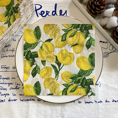 20db/csomag citromos asztali papírzsebkendők nyári gyümölcsök narancssárga decoupage szalvétapapír esküvői dekorációhoz partikellékek nagykereskedelme