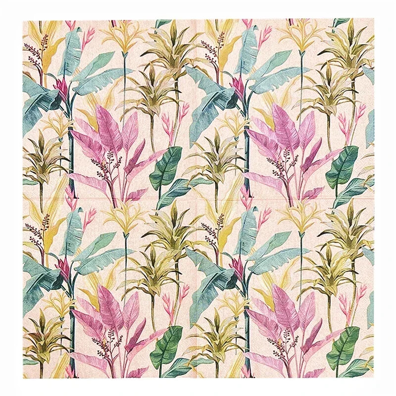 Virágos nyomtatott szalvéták Hotel Western étterem Abrosz 33 cm Háztartási Fa cellulóz színes papírtörölköző 20 lapos papírtörlő