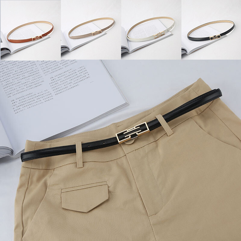 Kožený tenký opasok pre ženy, personalizovaný nový módny kovový opasok s prackou, dámsky džínsový opasok, šaty, nohavice, ozdobný pás