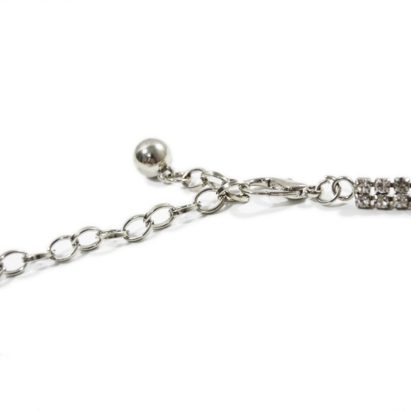 Női ezüst hosszú strasszlánc öv, szabadon körbetekerhető deréklánc