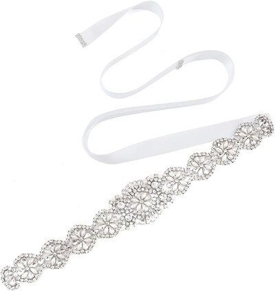 Curele de mireasa Bling nunta femei bijuterii lucrate manual argint stras perla cristal stralucitor petrecere rochie formala diamant mireasa sash