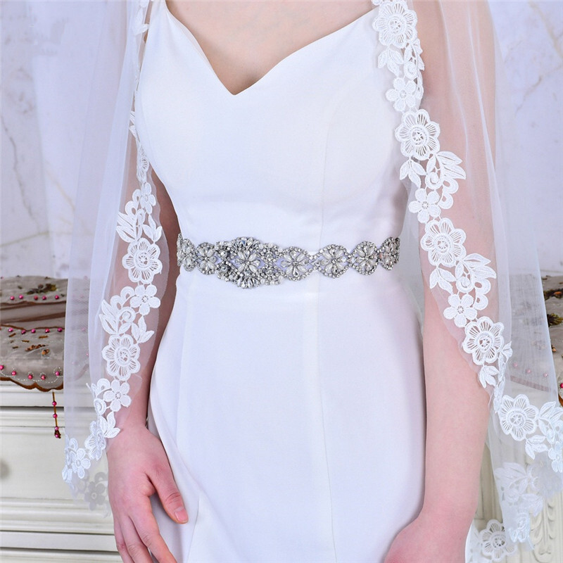 Curele de mireasa Bling nunta femei bijuterii lucrate manual argint stras perla cristal stralucitor petrecere rochie formala diamant mireasa sash