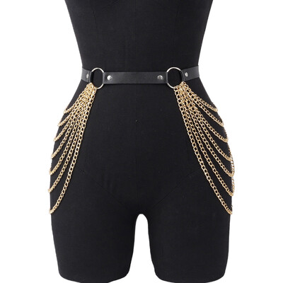 Curea de modă pentru femei, lanț cu ciucuri, centură în stil stradal, corset, ham, centură în talie, lanț gotic, pentru burtă, accesorii pentru îmbrăcăminte