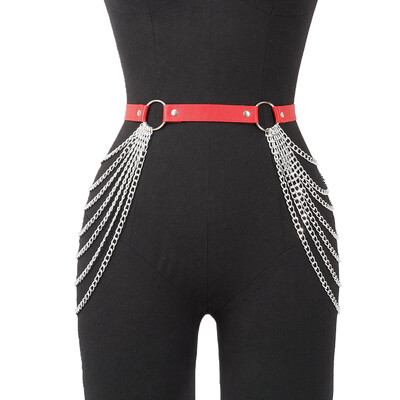 Curea de modă pentru femei, lanț cu ciucuri, centură în stil stradal, corset, ham, centură în talie, lanț gotic, pentru burtă, accesorii pentru îmbrăcăminte