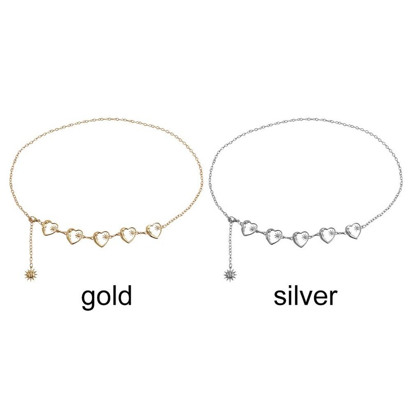 Punk Hip Hop All-match Αλυσίδα μέσης Love Heart Vintage Μεταλλική Γυναικεία Ζώνη Για Φόρεμα Vintage Ζώνη με Αλυσίδα Ψηλόμεσης Γυναικεία