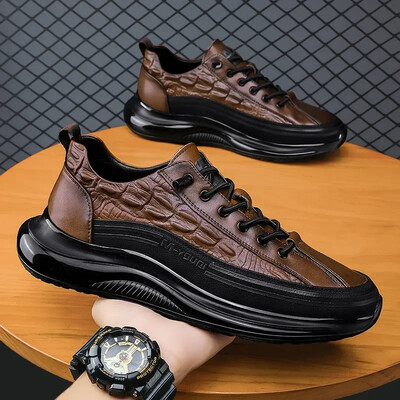 Crocodile Print Férfi Cipők Retro Design Bőr Alkalmi Cipők Nyári Platform sétacipők Férfi Új Slip on Tenis Masculino