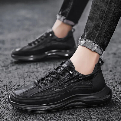 Pantofi pentru bărbați cu imprimeu crocodil, pantofi casual din piele cu design retro, pantofi de vară cu platformă, pantofi de mers pentru bărbați, Tenis Masculino