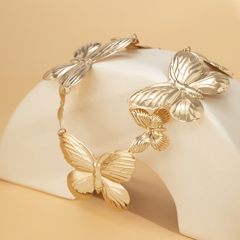 Kūrybingas mados metalinis drugelis Fringe Waist Chain Hip Hop punk stiliaus viengubas aukso ir sidabro kelnių grandinėlė Moteriška kūno grandinė