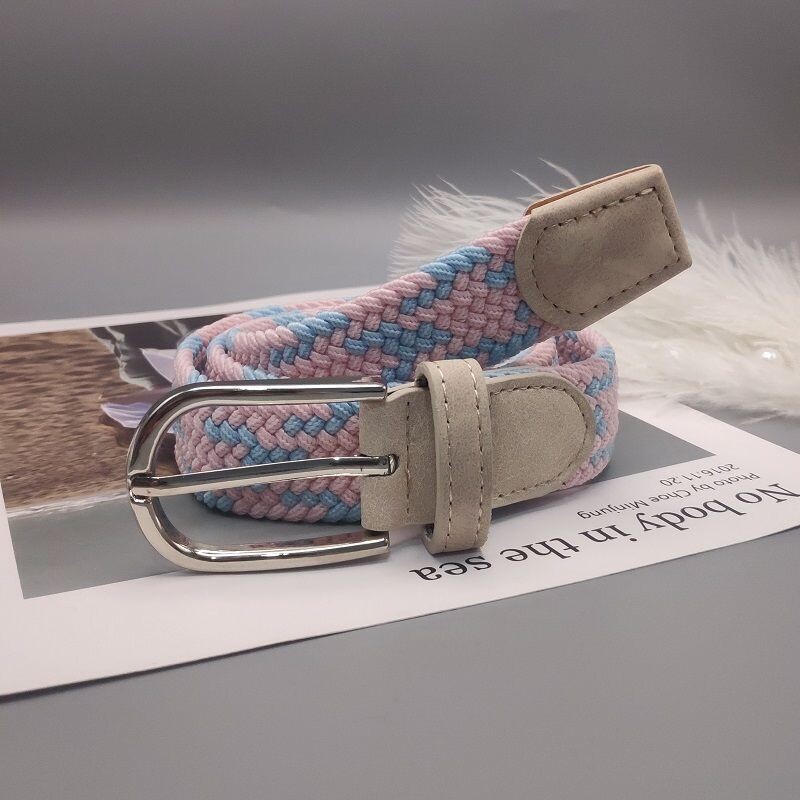 új nem lyukasztó öv női száz passzoló farmer elasztikus rugalmas tűs csat diák lusta ruha öv vászon fonott öv