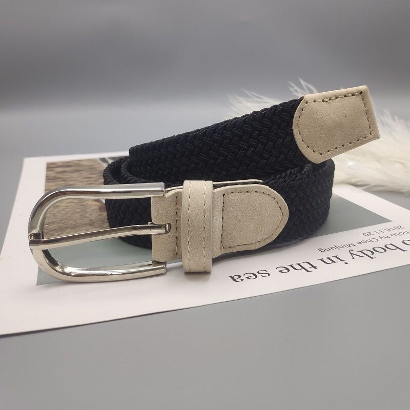 új nem lyukasztó öv női száz passzoló farmer elasztikus rugalmas tűs csat diák lusta ruha öv vászon fonott öv