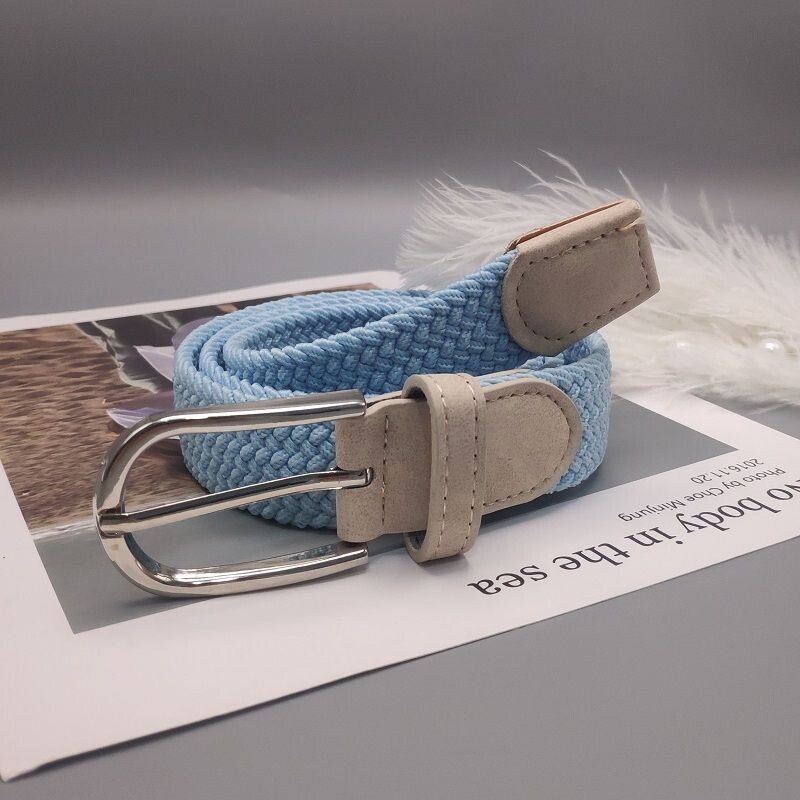 új nem lyukasztó öv női száz passzoló farmer elasztikus rugalmas tűs csat diák lusta ruha öv vászon fonott öv