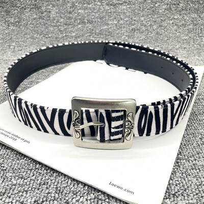 Női övek Leopárd Kígyó Zebra minta Kígyóbőr Cos Skin Cricle Pin Arany csatos övek farmernadrág öltönyökhöz