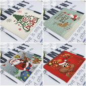 Дядо Коледа Салфетки от плат Салфетки Чаени кърпи 43*32 см Коледна украса Ретро плат Салфетки Маса Ресторант Подложки за маса Сервиет