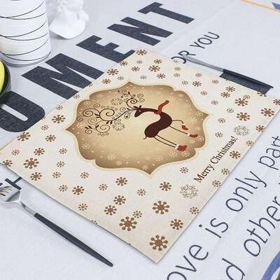 Дядо Коледа Салфетки от плат Салфетки Чаени кърпи 43*32 см Коледна украса Ретро плат Салфетки Маса Ресторант Подложки за маса Сервиет