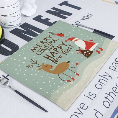 Дядо Коледа Салфетки от плат Салфетки Чаени кърпи 43*32 см Коледна украса Ретро плат Салфетки Маса Ресторант Подложки за маса Сервиет