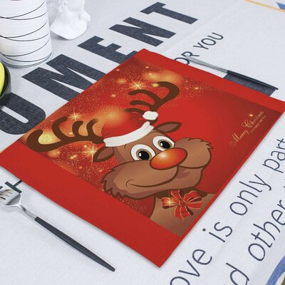 Дядо Коледа Салфетки от плат Салфетки Чаени кърпи 43*32 см Коледна украса Ретро плат Салфетки Маса Ресторант Подложки за маса Сервиет