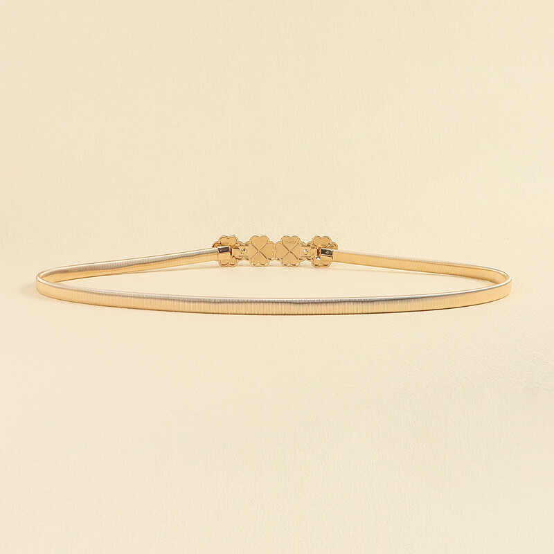 Zlatni elastični remen za žene Flower Leaf Ženski pojasevi oko struka za haljine Rastezljivi uski metalni ženski remen elastische riem